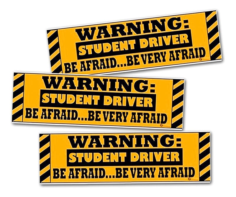 ZONETECH Zone Tech Student Driver Magnetic Sticker - Warning Student Driver be Very Afraid 3 Pcs Funny Sticker Premium Quality Car Safety Vehicle New Driver Yellow Reflective Sign - Image 1